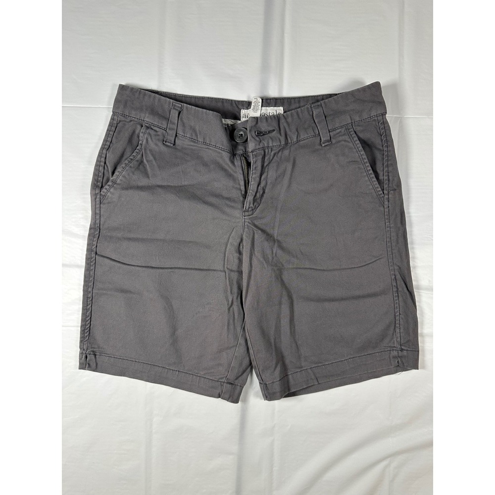 Aeropostale Stretch Chino Shorts Womens 9/10 Gray Cotton Blend Casual Mid Rise